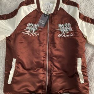 Rhude Brown and Cream Bomber Jacket